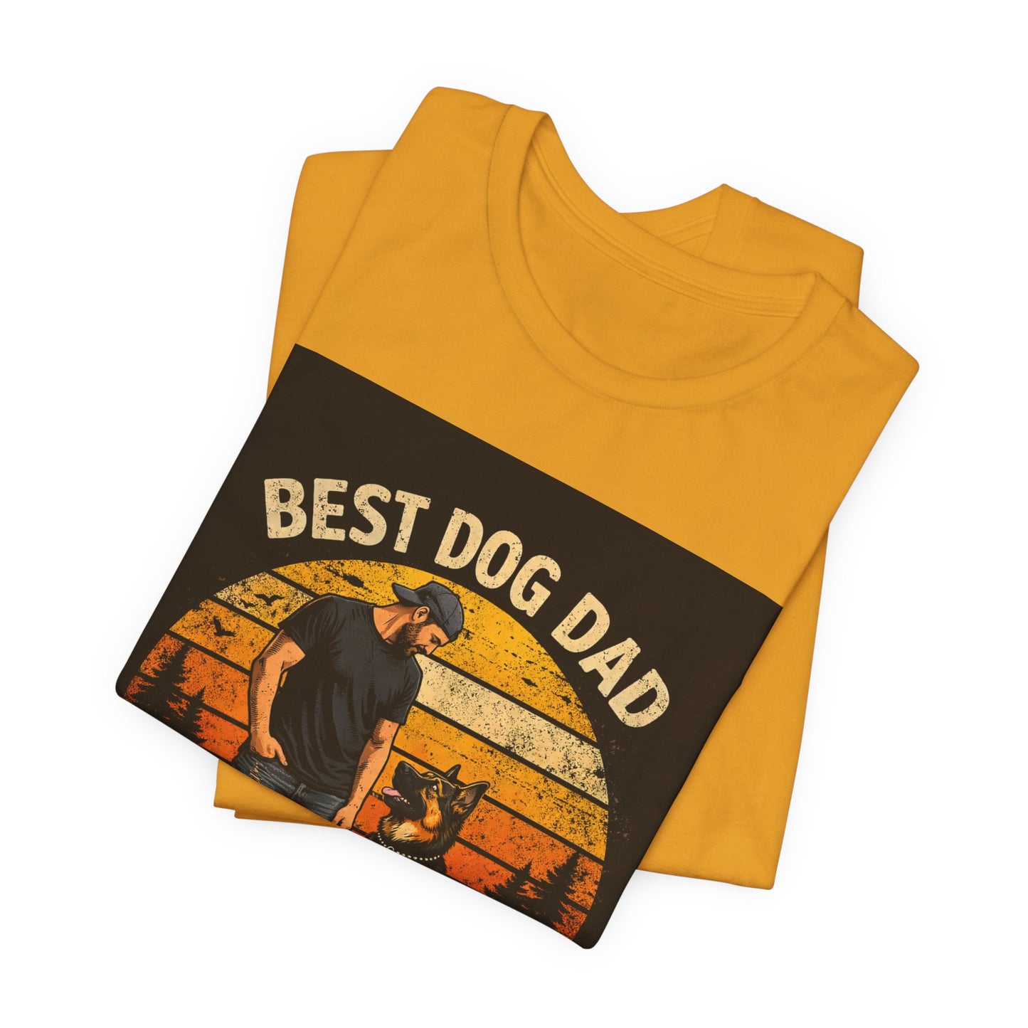 Best Dog Dad by My Side Tee | Man with German Shepherd Vintage Sunset