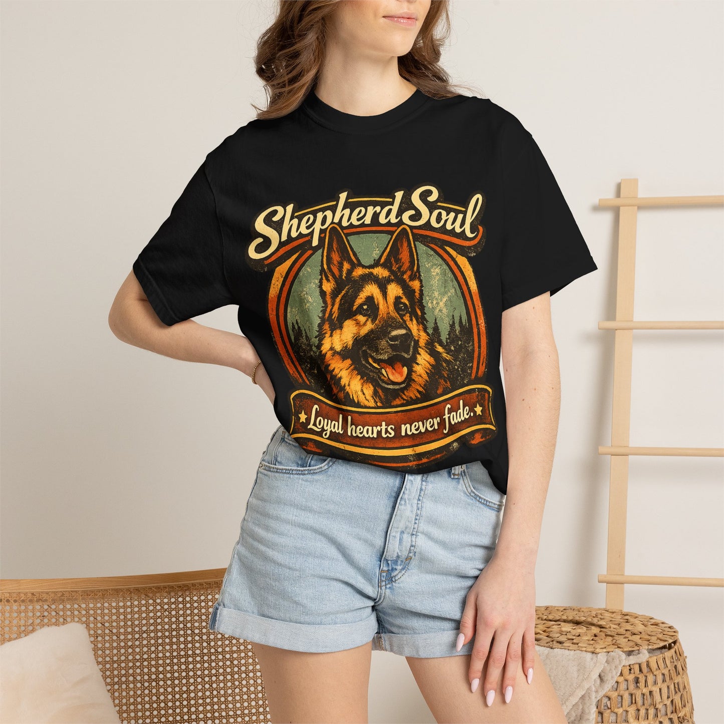 Shepherd Soul German Shepherd Portrait T-Shirt | Loyal Hearts Never Fade