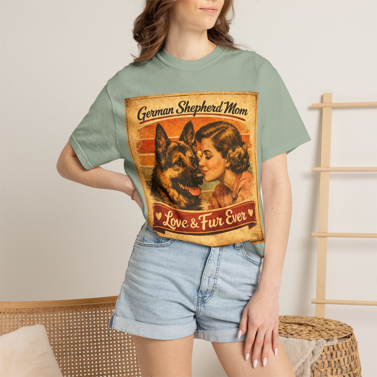 German Shepherd Mom Love & Fur Ever T-shirt | Vintage Dog Mom Tee
