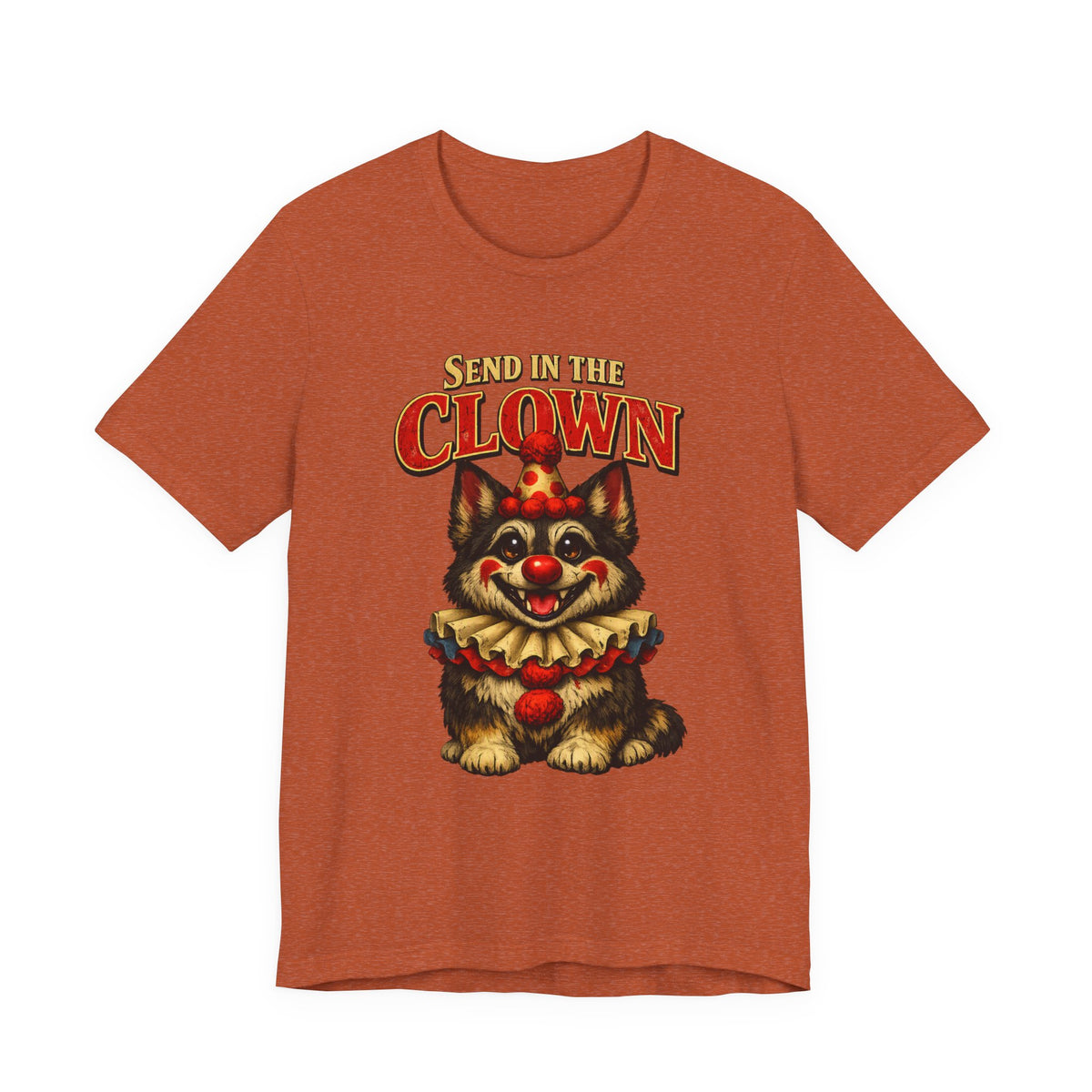 Send in the Clown German Shepherd Halloween T-Shirt – Funny Creepy Cute GSD Dog Lover Graphic Tee