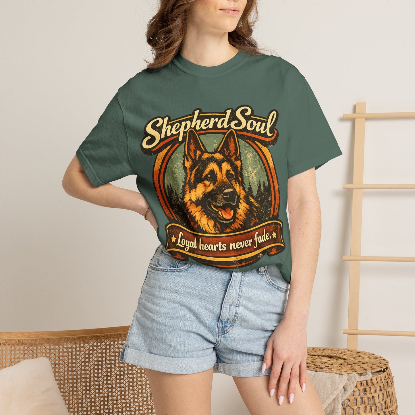 Shepherd Soul German Shepherd Portrait T-Shirt | Loyal Hearts Never Fade