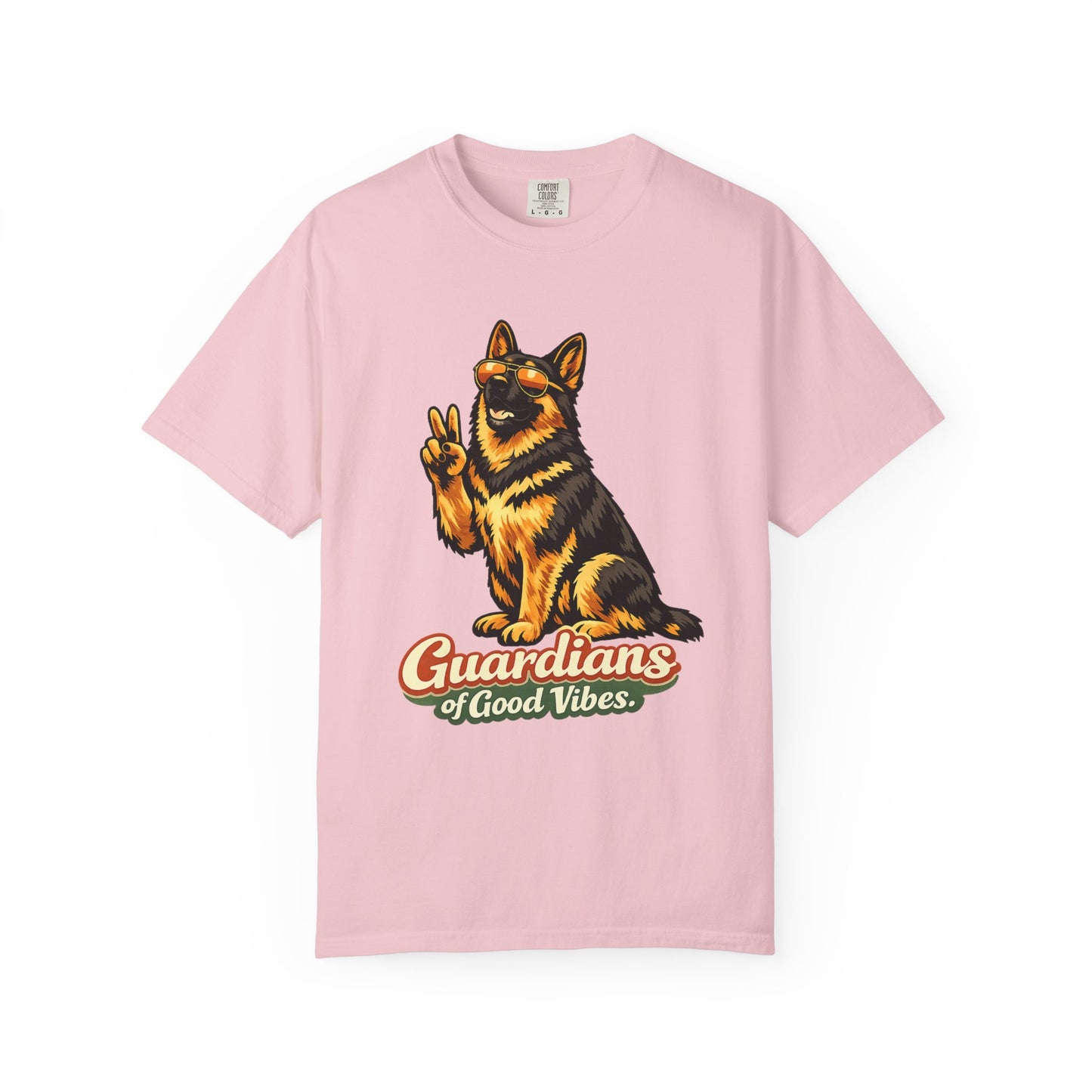 Guardians of Good Vibes German Shepherd T-shirt | Peace Sign Dog Tee