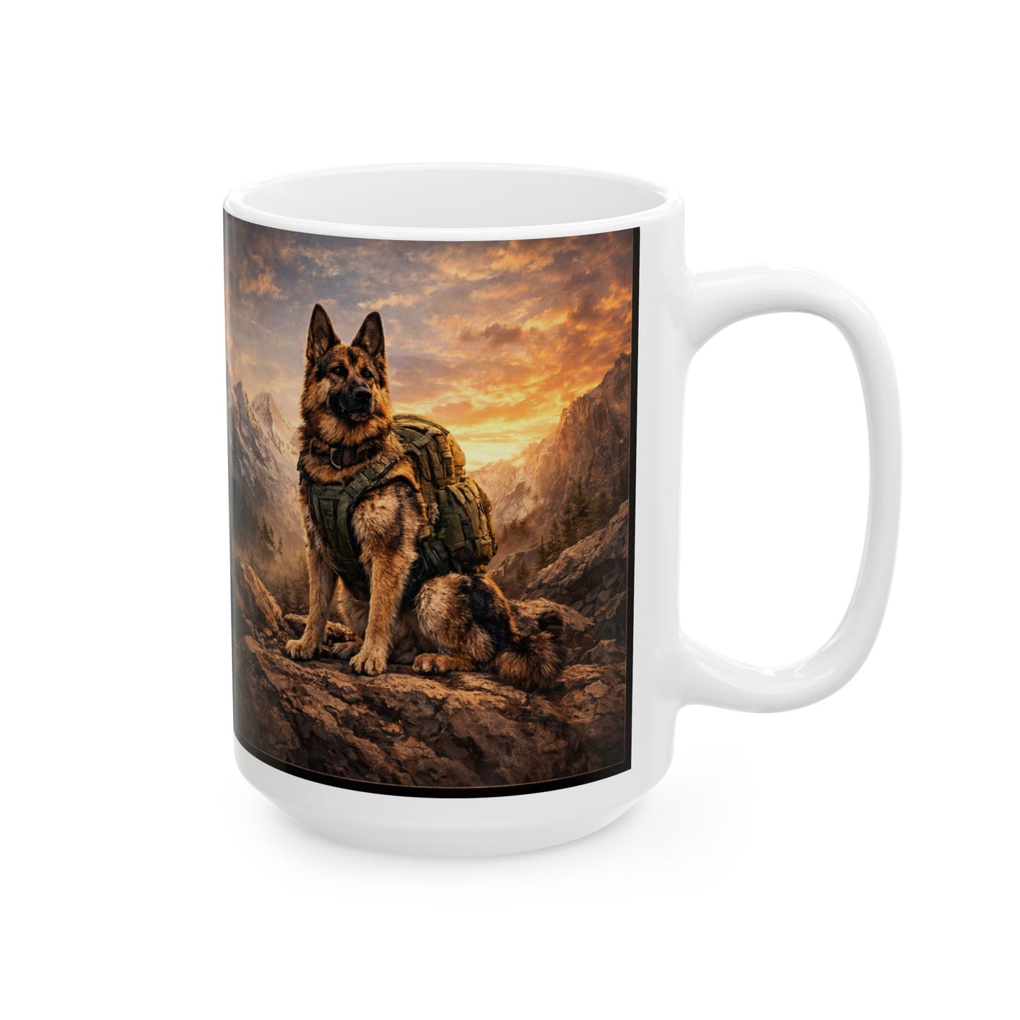 German Shepherd Mountain Sunset Mug | Ceramic Coffee Cup