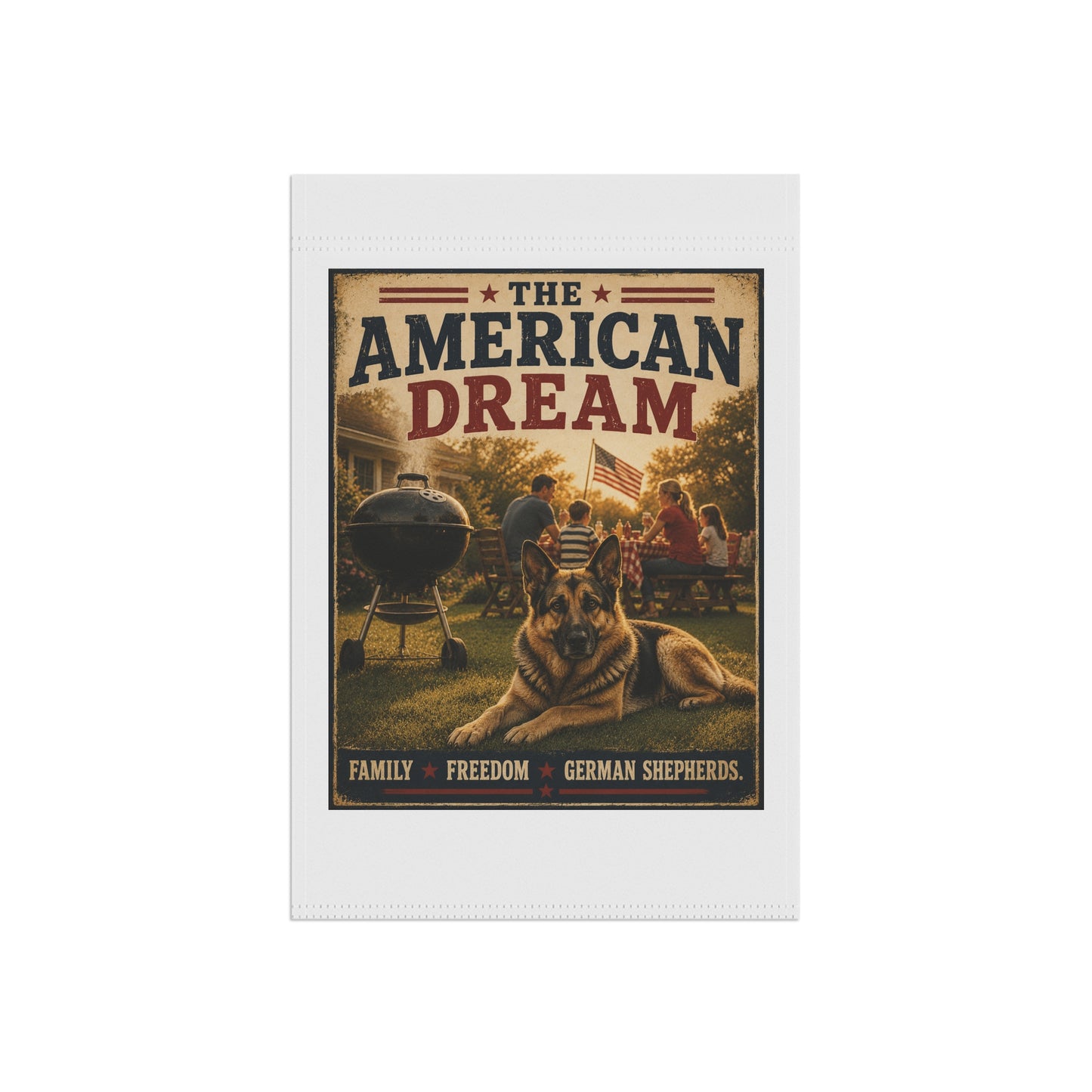 American Dream Garden Flag — Patriotic German Shepherd Yard Banner
