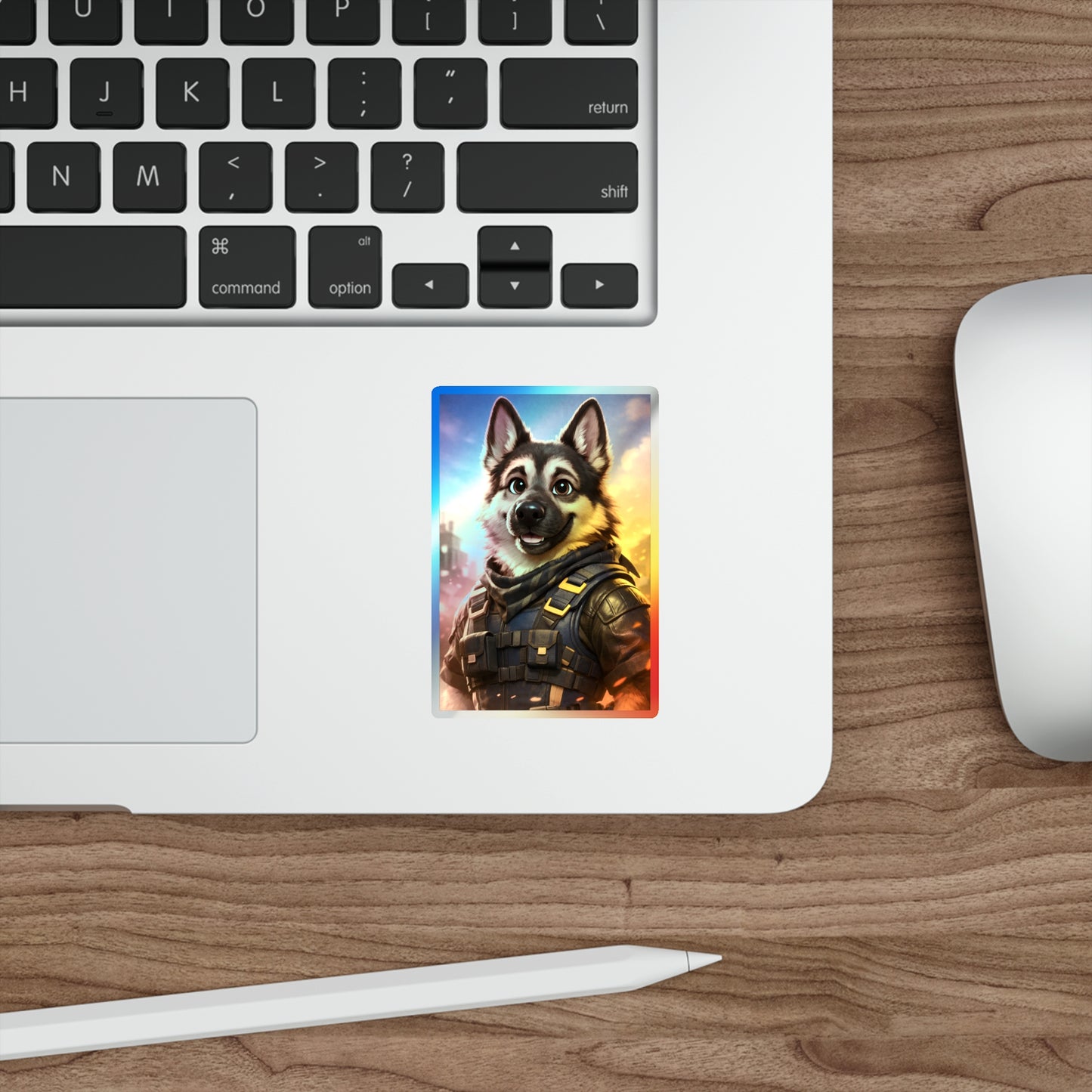 German Shepherd Tactical Hero Holographic Die‑Cut Sticker – Durable Vinyl Dog Lover Decal