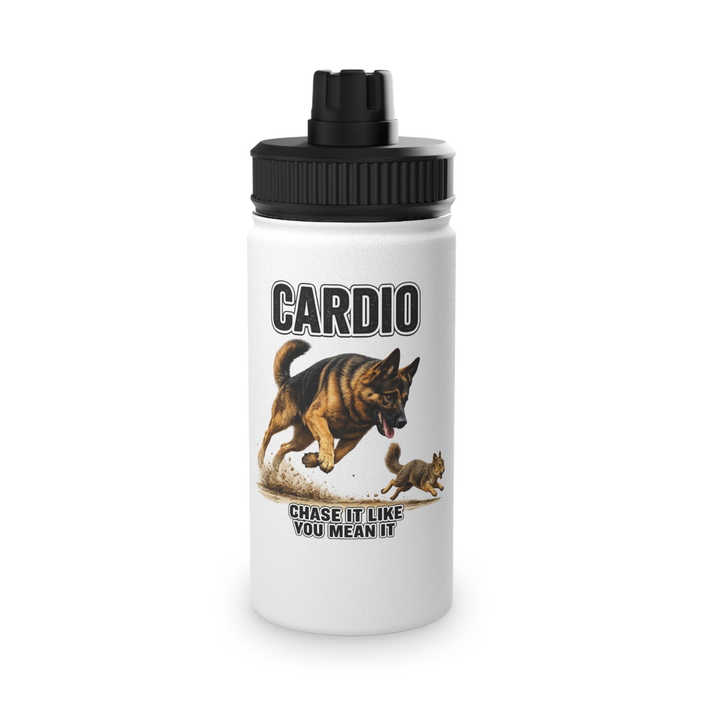 Cardio German Shepherd Water Bottle | Gym Bottle | Fitness Water Bottle | Workout Gift for Dog Lovers