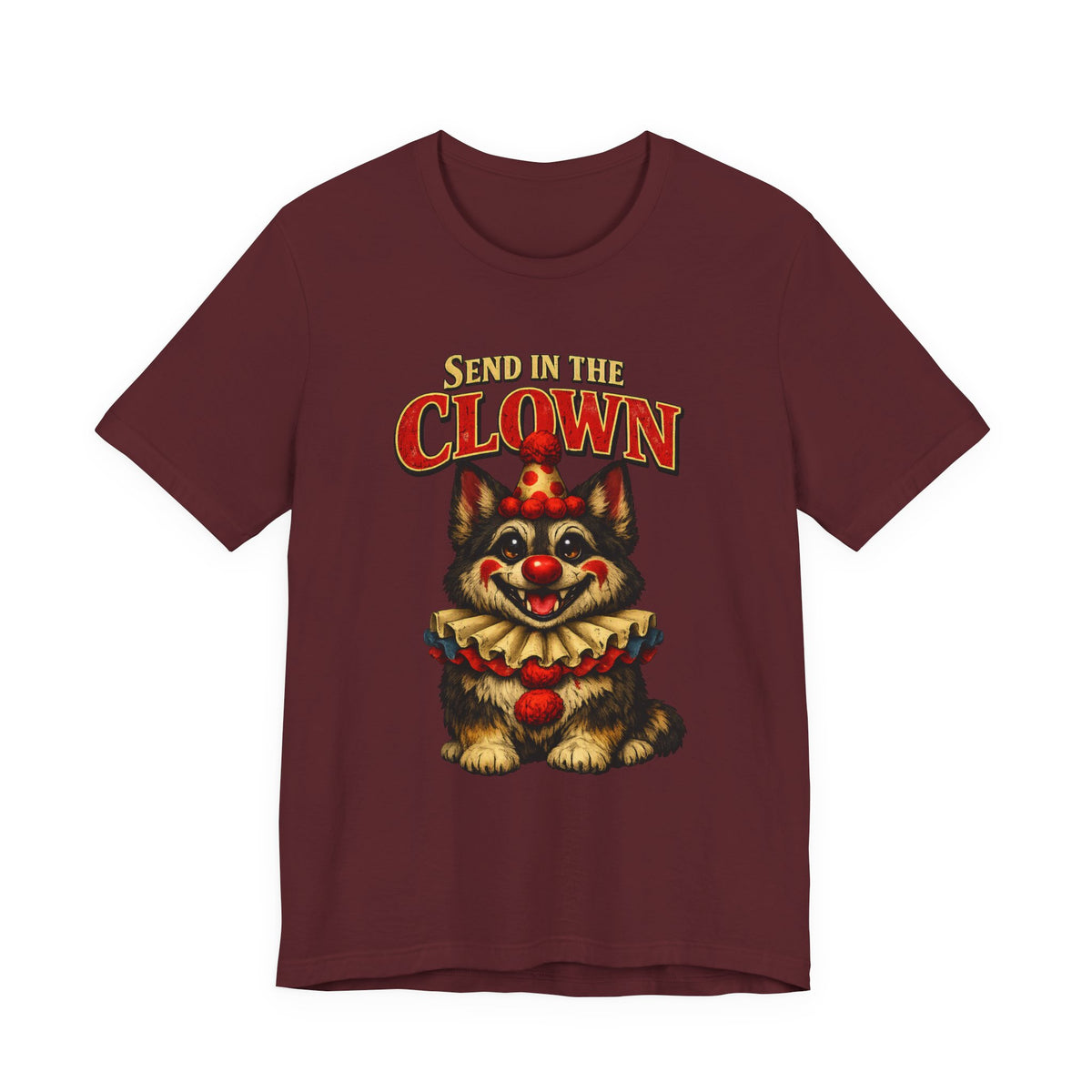 Send in the Clown German Shepherd Halloween T-Shirt – Funny Creepy Cute GSD Dog Lover Graphic Tee