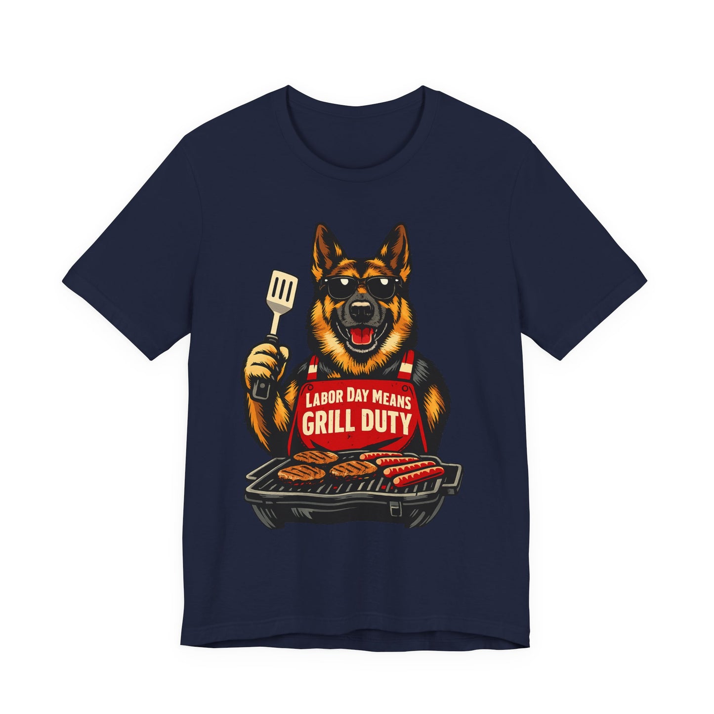 Labor Day Means Grill Duty German Shepherd Patriotic T-Shirt