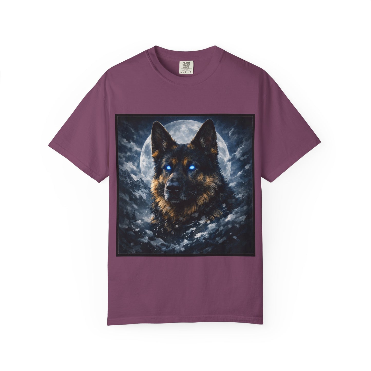 German Shepherd Portrait T-shirt | Dog Art, Night Sky Paw Print