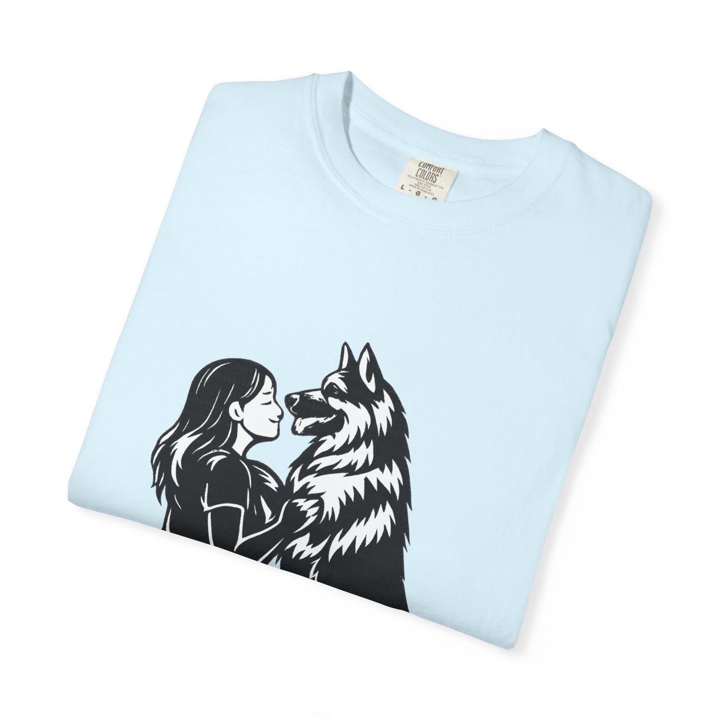 Girl and German Shepherd Illustration T-Shirt | My Heart Walks on Four Paws