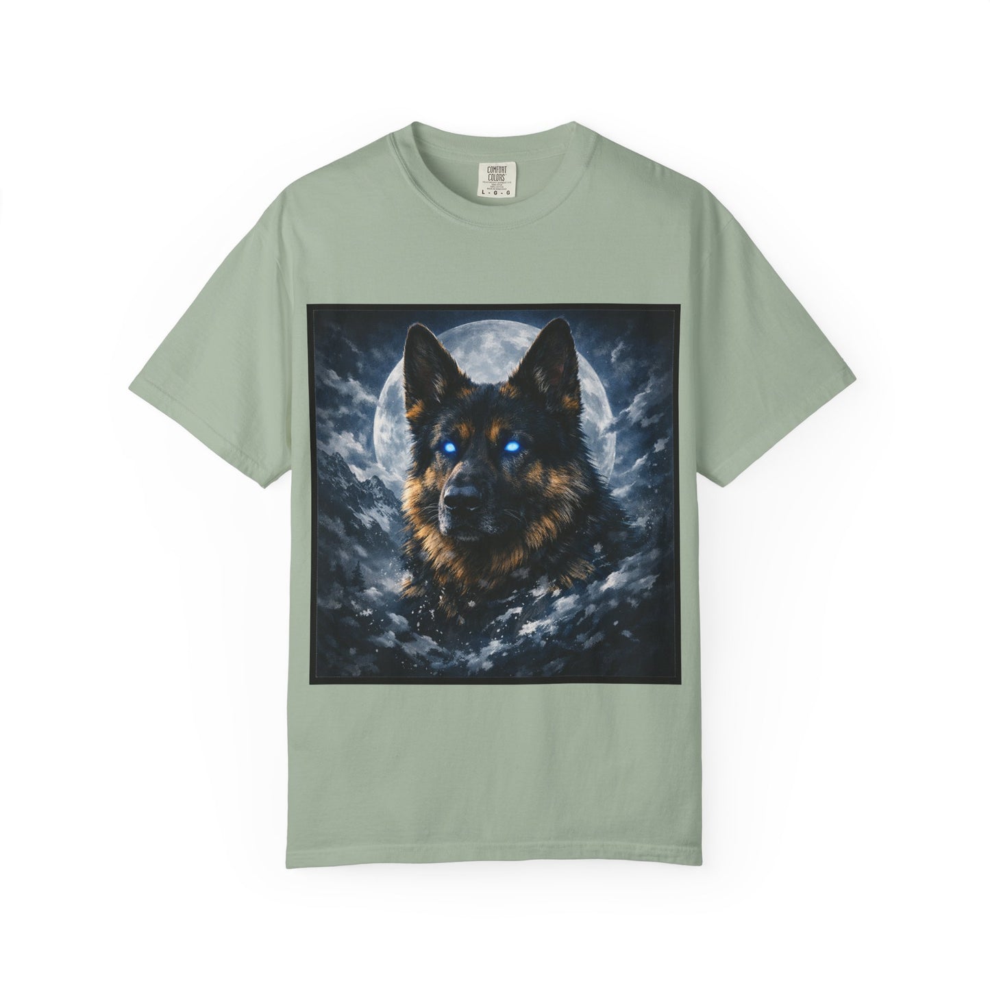 German Shepherd Portrait T-shirt | Dog Art, Night Sky Paw Print