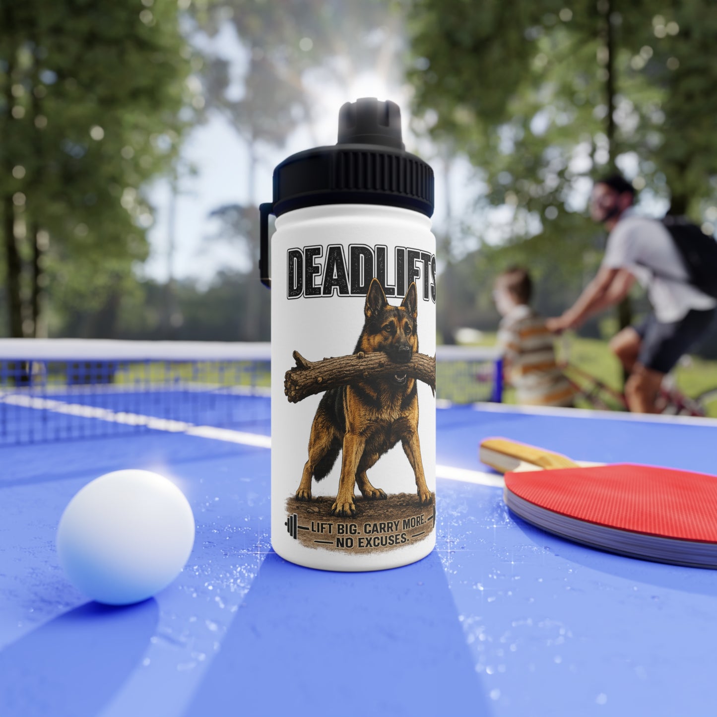 Deadlifts German Shepherd Insulated Water Bottle | Lift Big. Carry More. No Excuses.