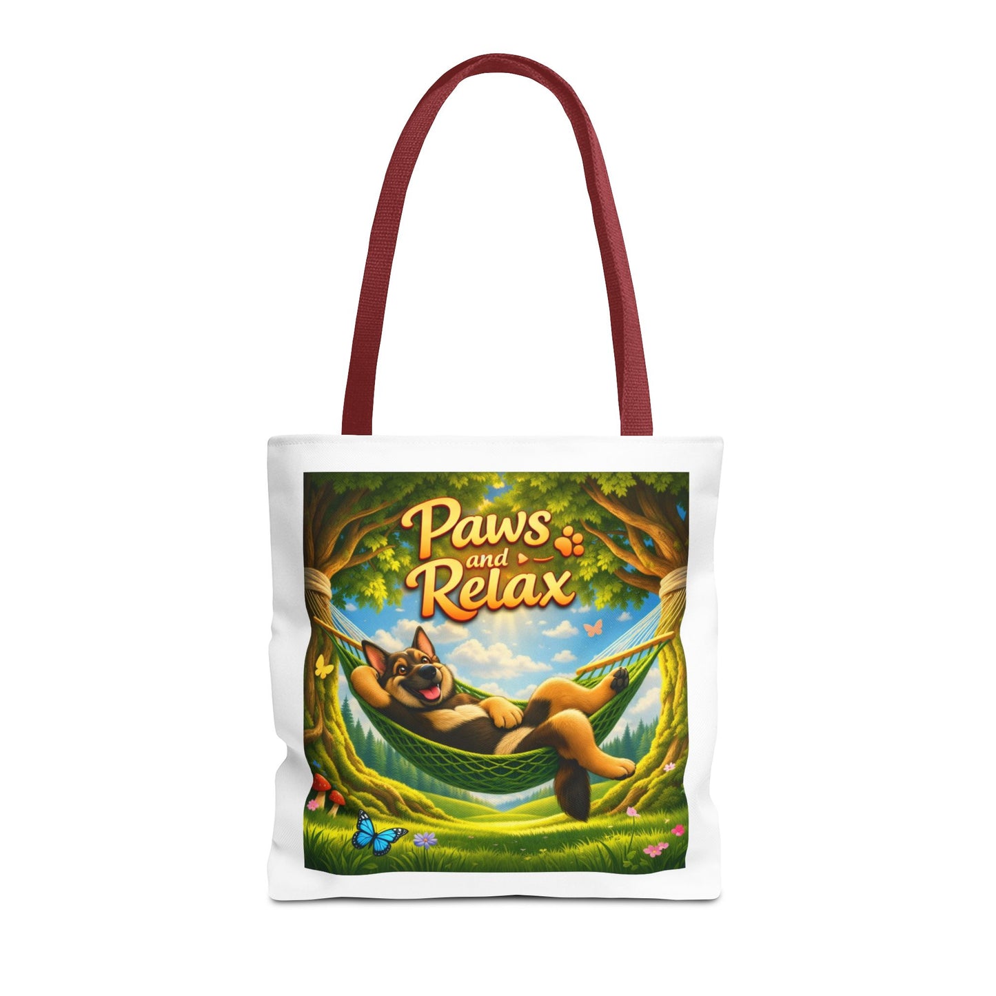 Paws & Relax German Shepherd Tote Bag – Cozy Hammock Dog Art Reusable Carryall