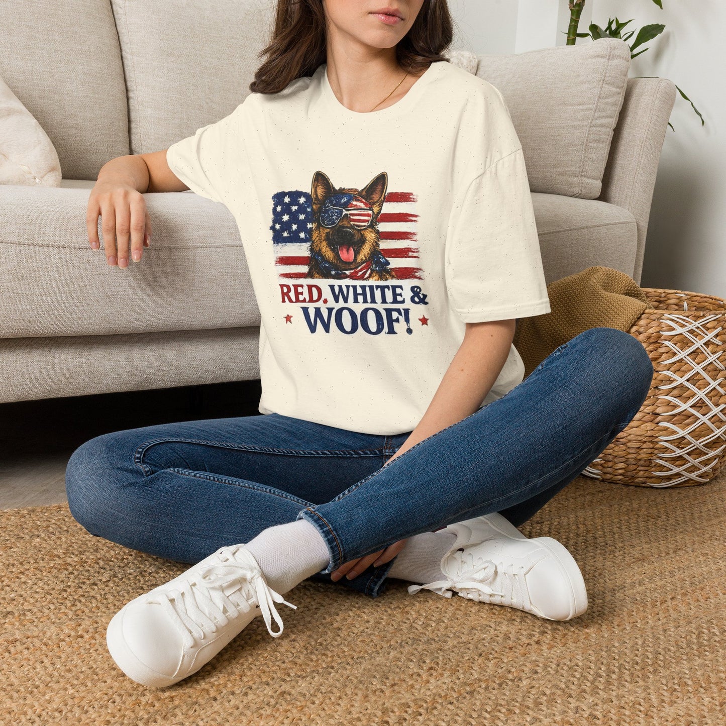 Patriotic German Shepherd Graphic T-Shirt | American Flag Dog Tee