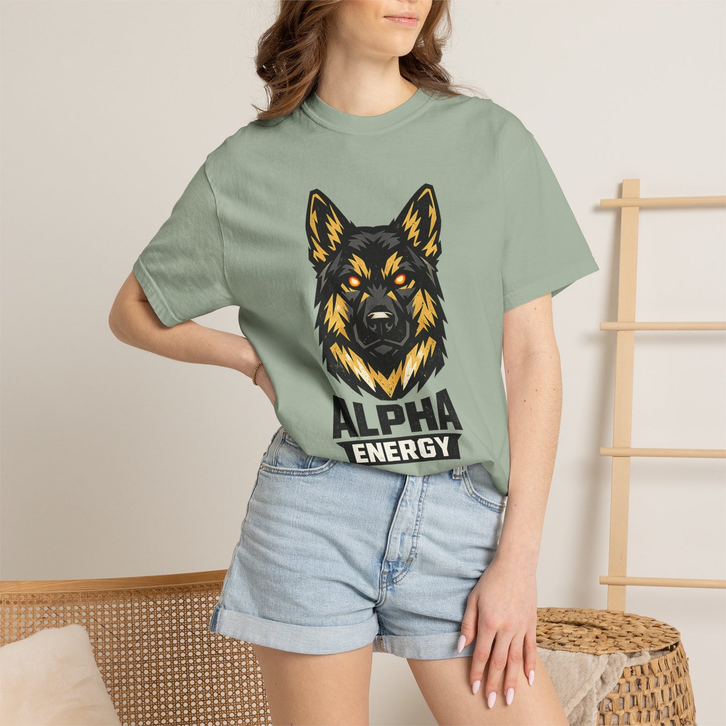 Alpha Energy German Shepherd Head T‑Shirt – Athletic Logo Dog Lover Tee | Bold Working Dog Graphic for Fitness & Streetwear | T‑Shirt