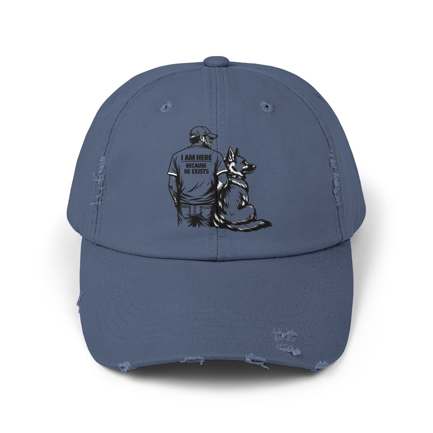 Dad and Dog Distressed Cap — Veteran/First Responder Tribute Hat