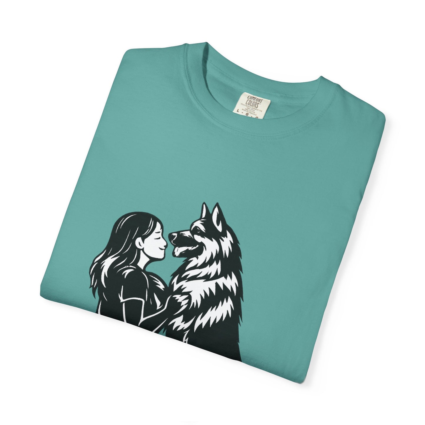 Girl and German Shepherd Illustration T-Shirt | My Heart Walks on Four Paws