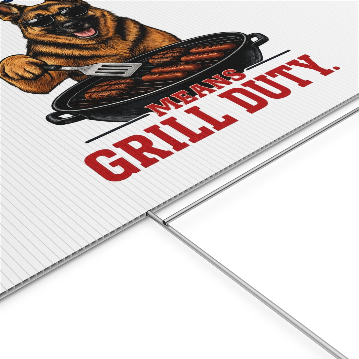 Labor Day Grill Duty Yard Sign – German Shepherd BBQ Decoration