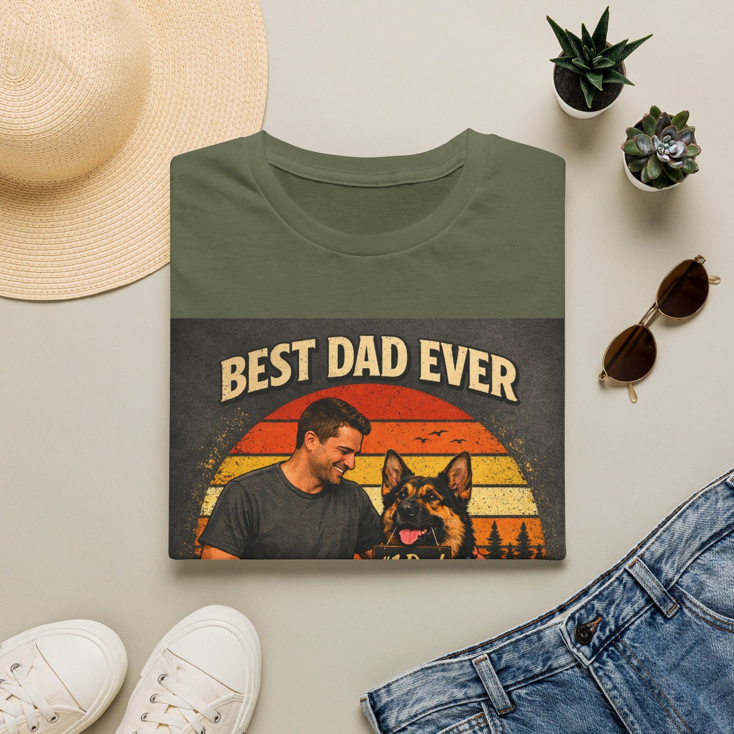 Best Dad Ever According to My Dog Shirt | German Shepherd Father’s Day Gift | Dog Dad Tee | #1 Dad Funny Pet Lover Shirt | Gildan 64000 Softstyle