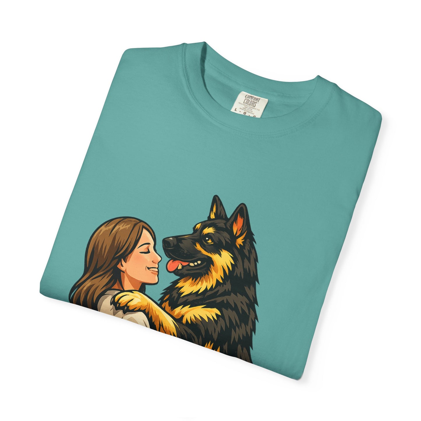I Love You More Than Treats T-shirt | Girl Hugging German Shepherd Dog