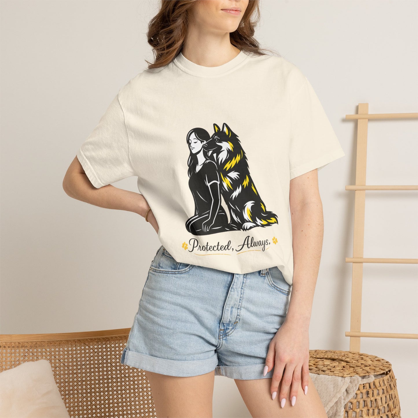 German Shephard and Woman, Guarded Forever, Petite Center Print