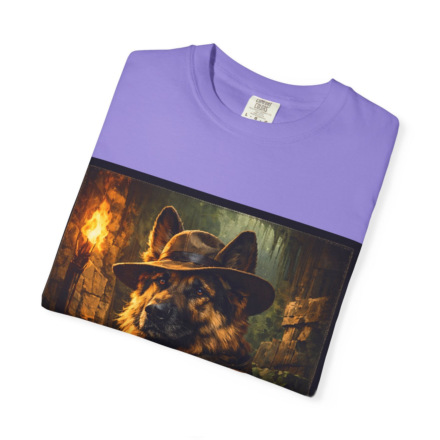 Indy Explorer German Shepherd T‑Shirt – Adventure Dog Lover Tee | Vintage Noir Canine Illustration | Bella Canvas 3001