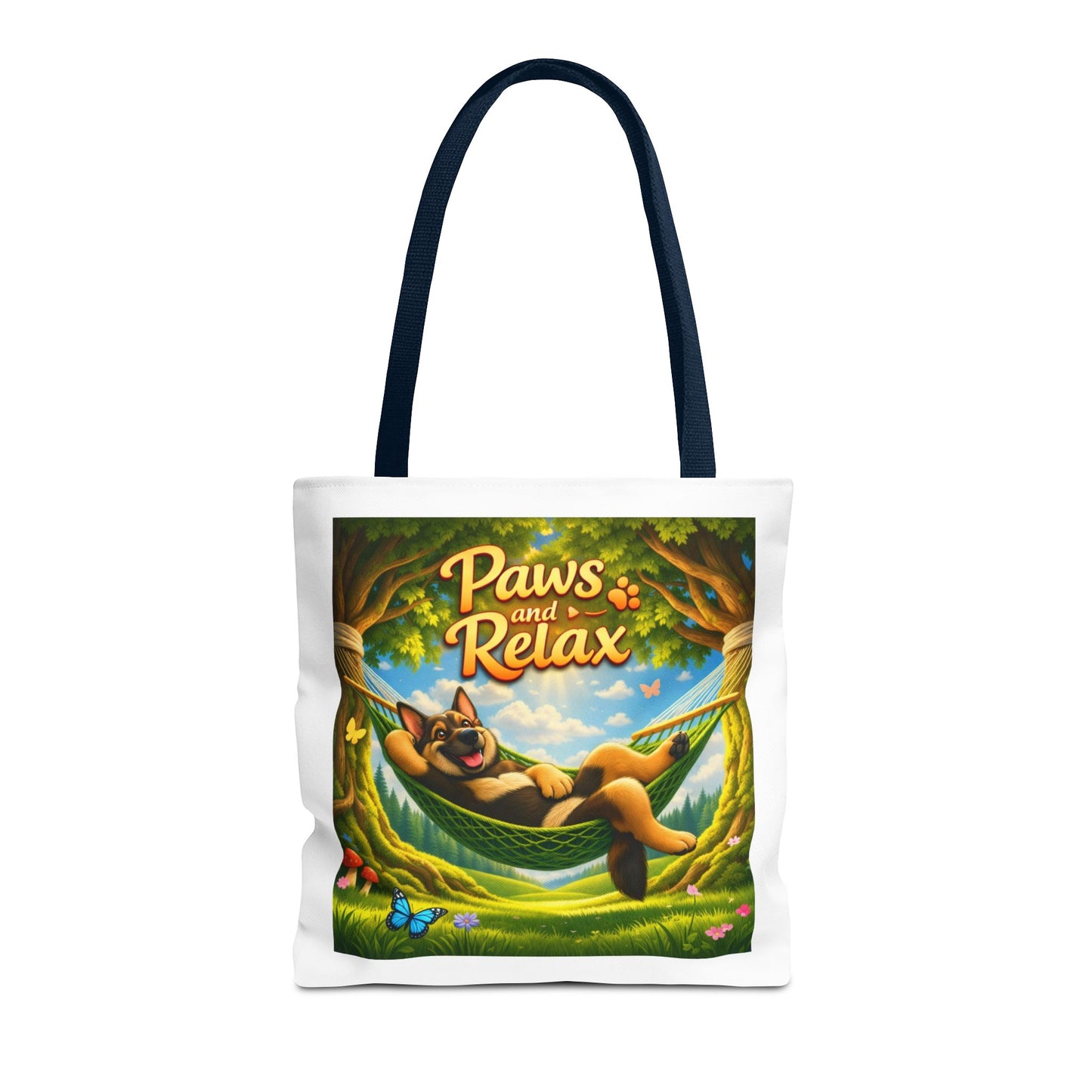 Paws & Relax German Shepherd Tote Bag – Cozy Hammock Dog Art Reusable Carryall