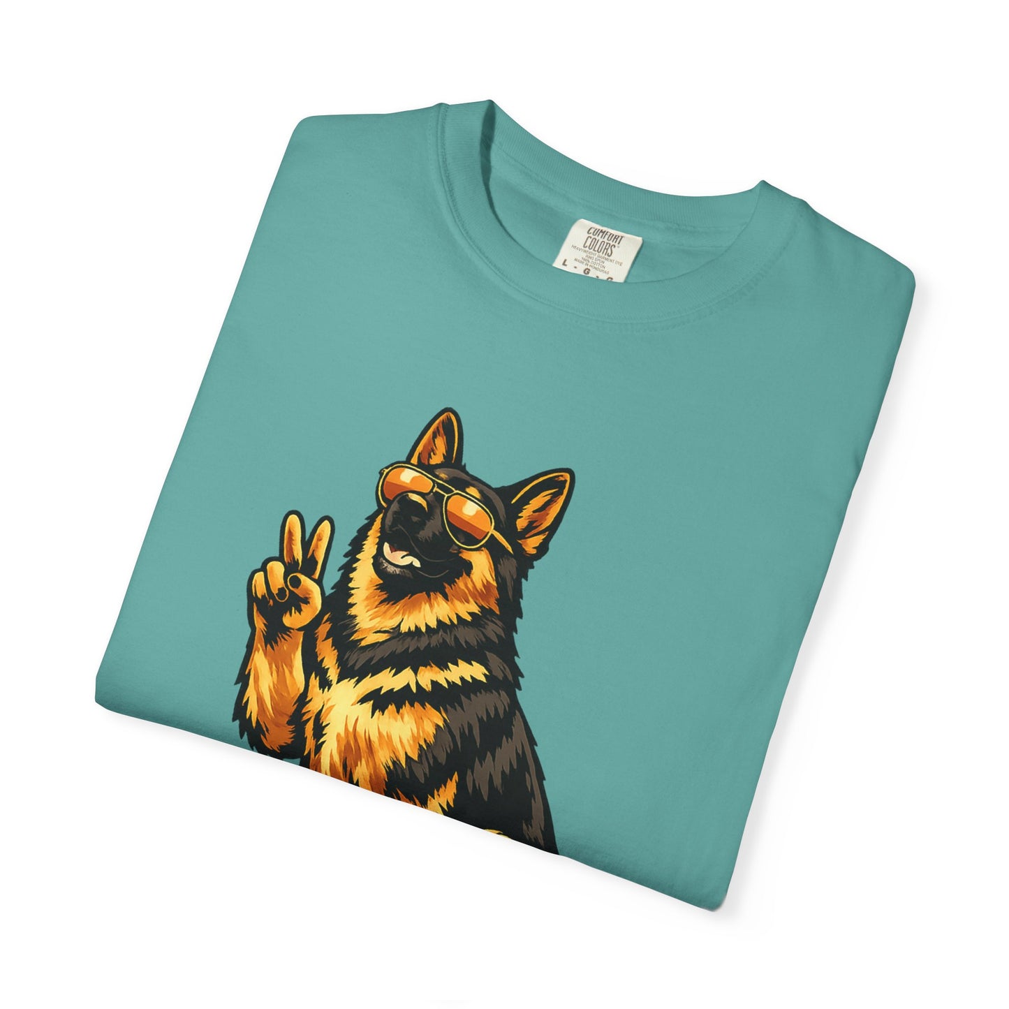 Guardians of Good Vibes German Shepherd T-shirt | Peace Sign Dog Tee