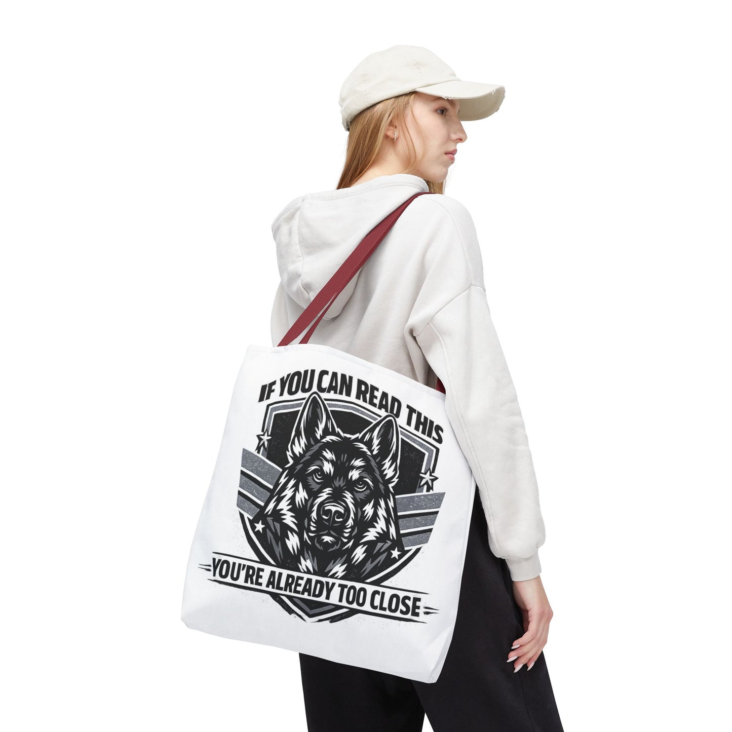 Tote Bag — "If You Can Read This You're Already Too Close" German Shepherd Patrol Tote