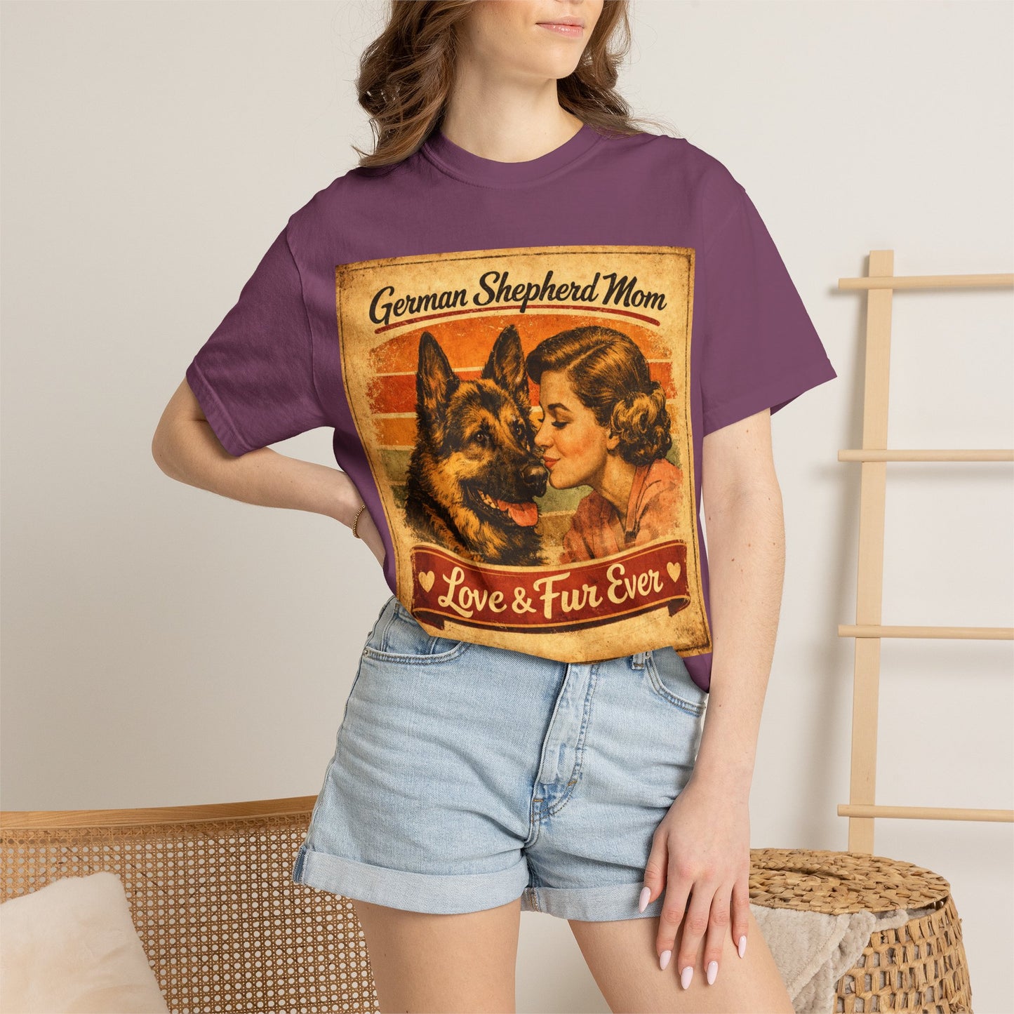 German Shepherd Mom Love & Fur Ever T-shirt | Vintage Dog Mom Tee