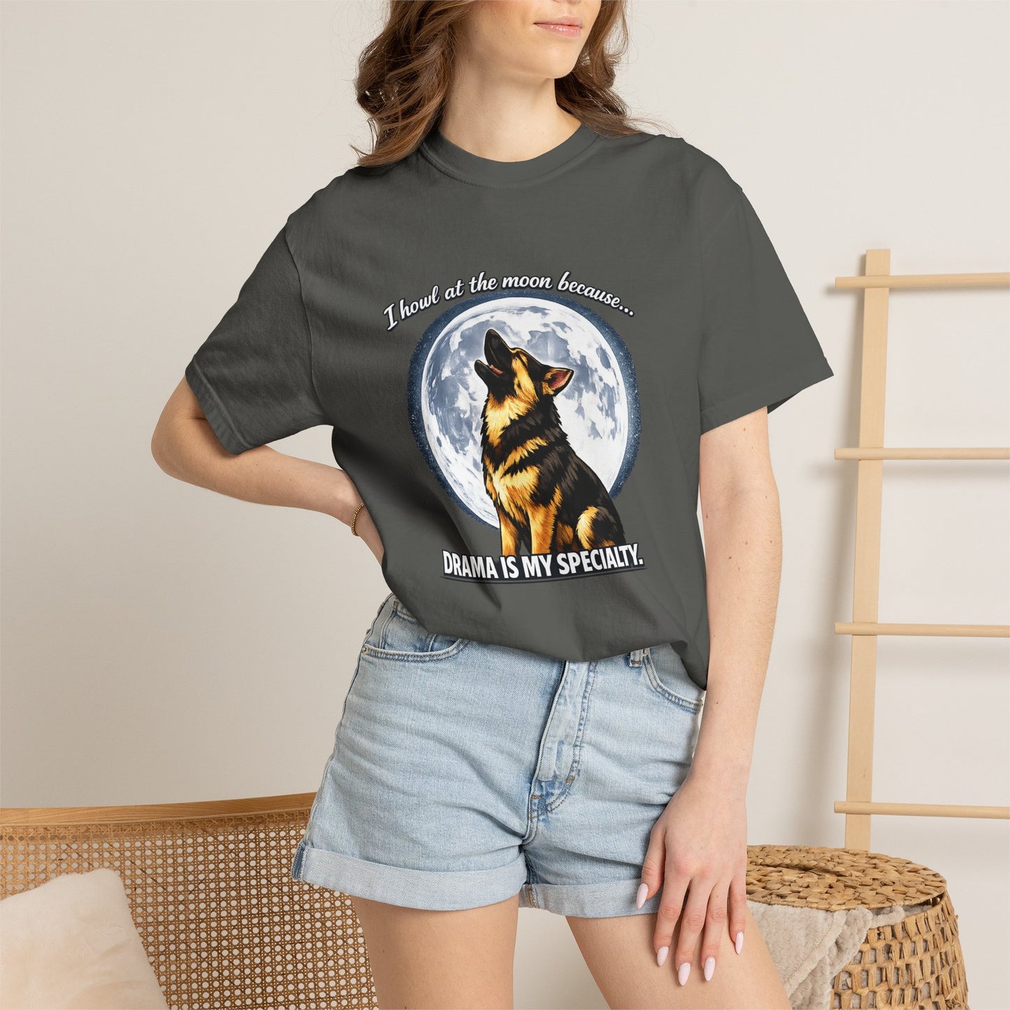Howl at the Moon German Shepherd T-Shirt | Drama's My Specialty