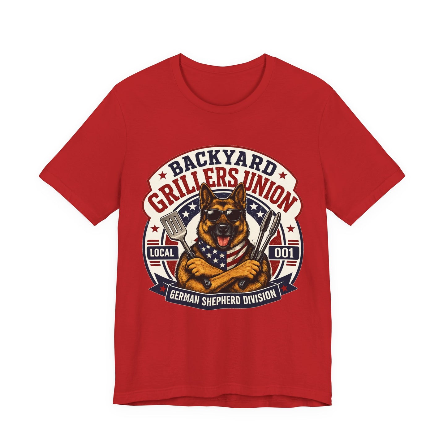 Backyard Grillers Union German Shepherd Patriotic T-Shirt