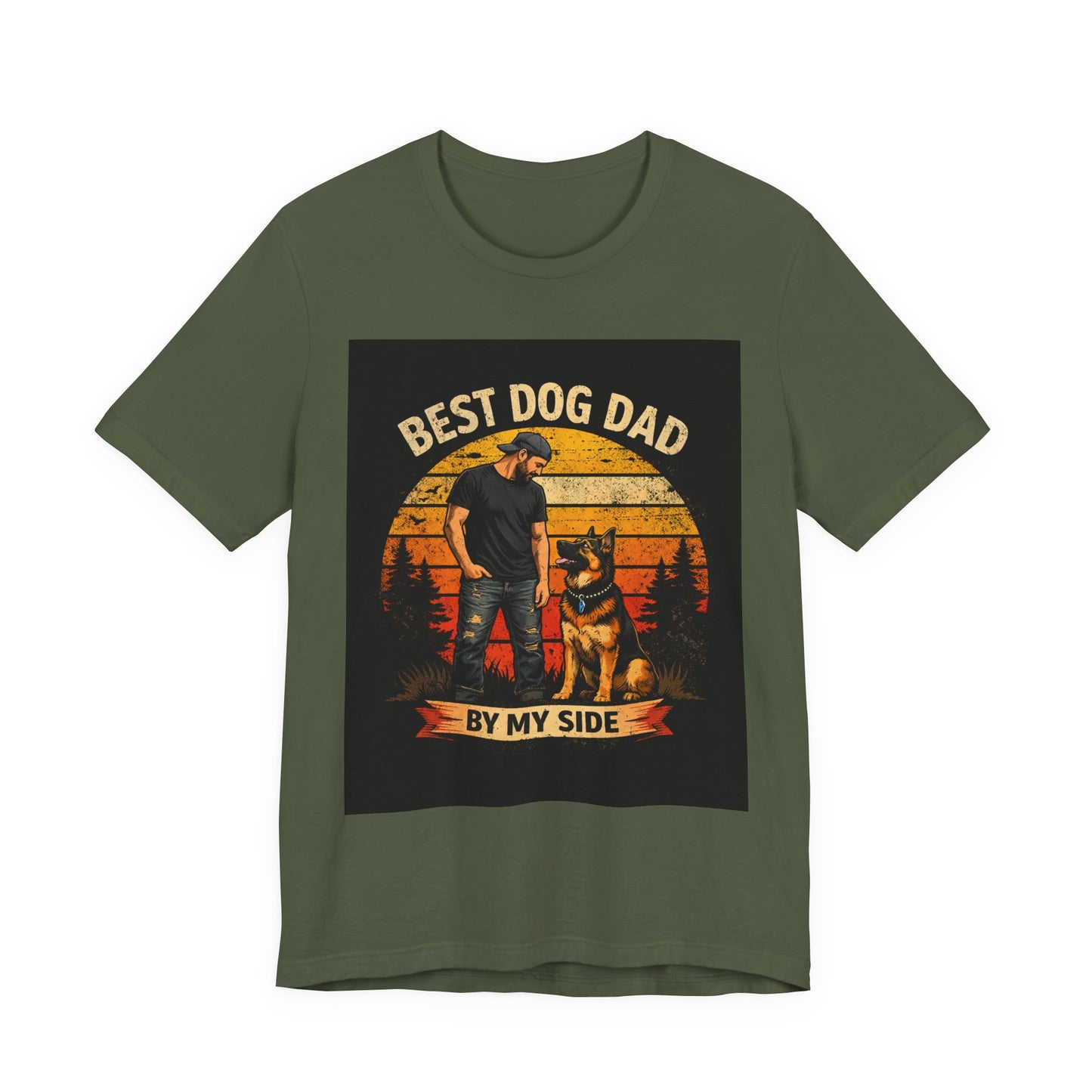 Best Dog Dad By My Side German Shepherd T-Shirt | Dog Dad Gift | German Shepherd Owner Shirt