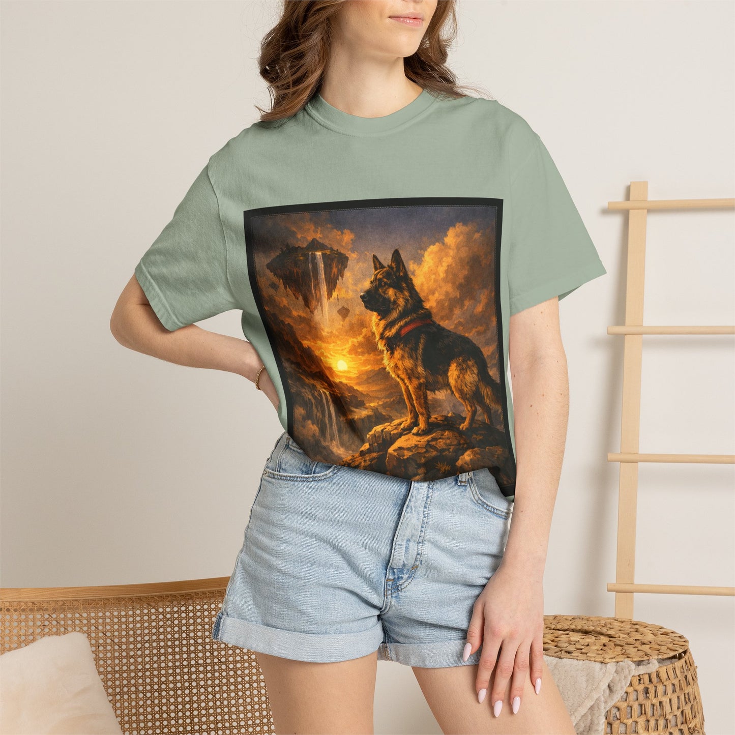 German Shepherd at Sunset T-shirt | Dog Portrait, Epic Landscape