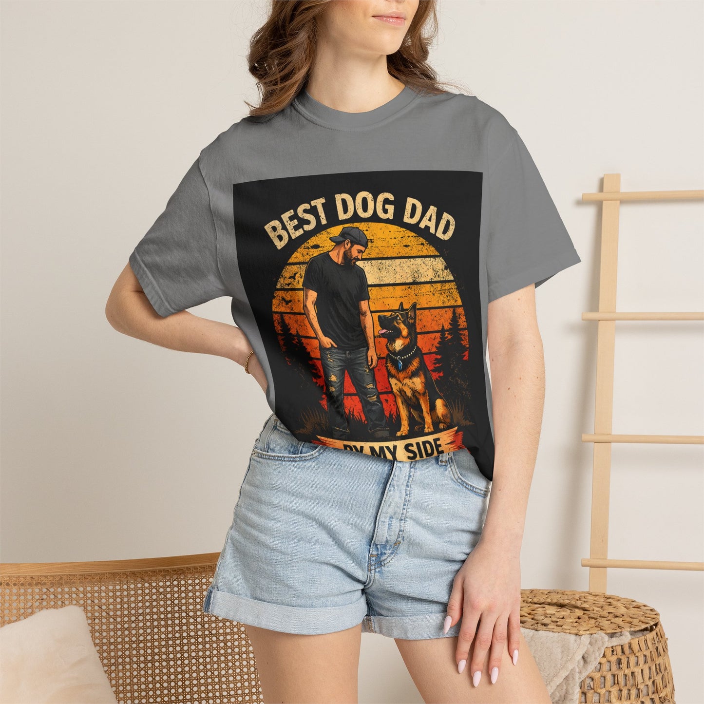 Best Dog Dad by My Side T-Shirt | Dog Lover Father Tee