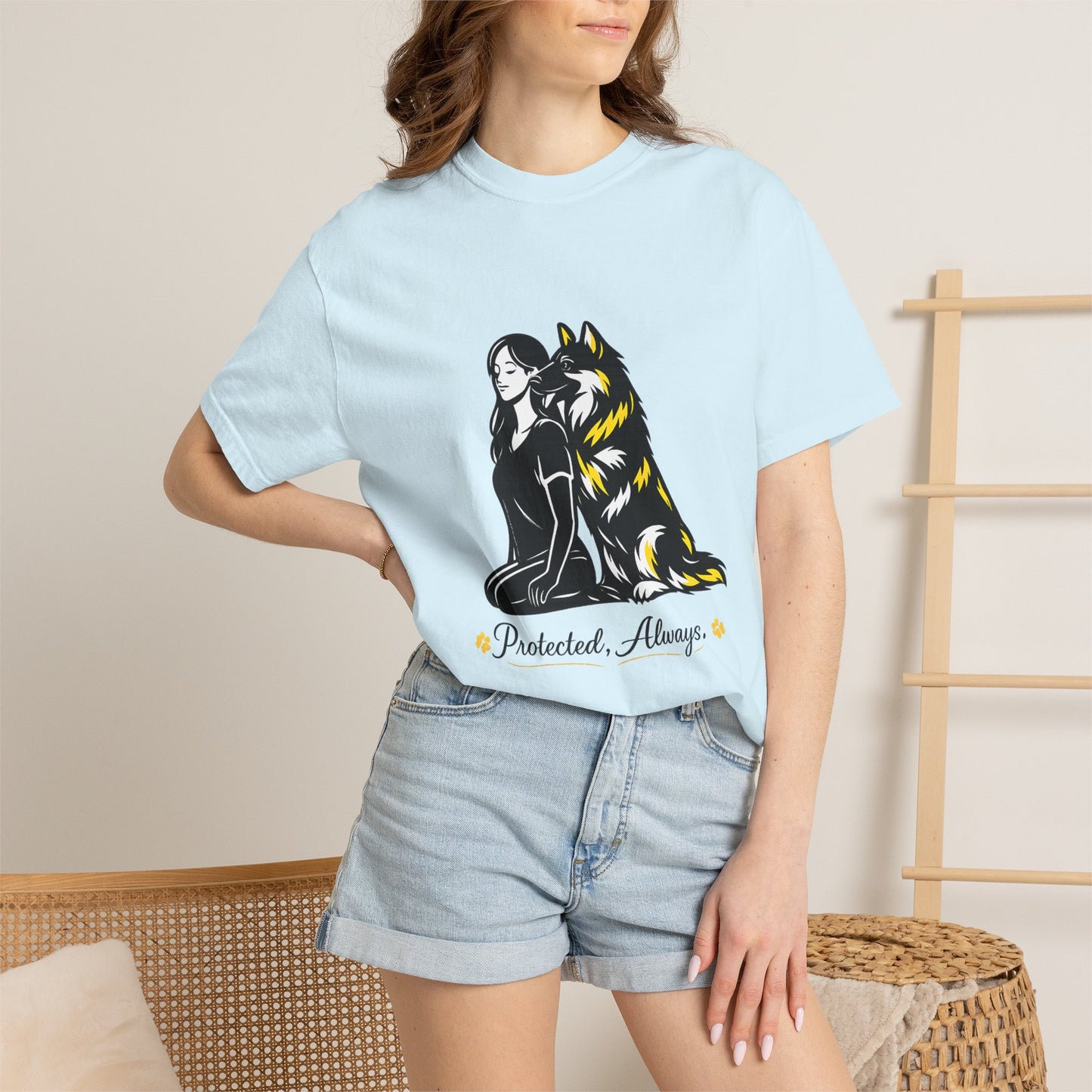 German Shephard and Woman, Guarded Forever, Petite Center Print