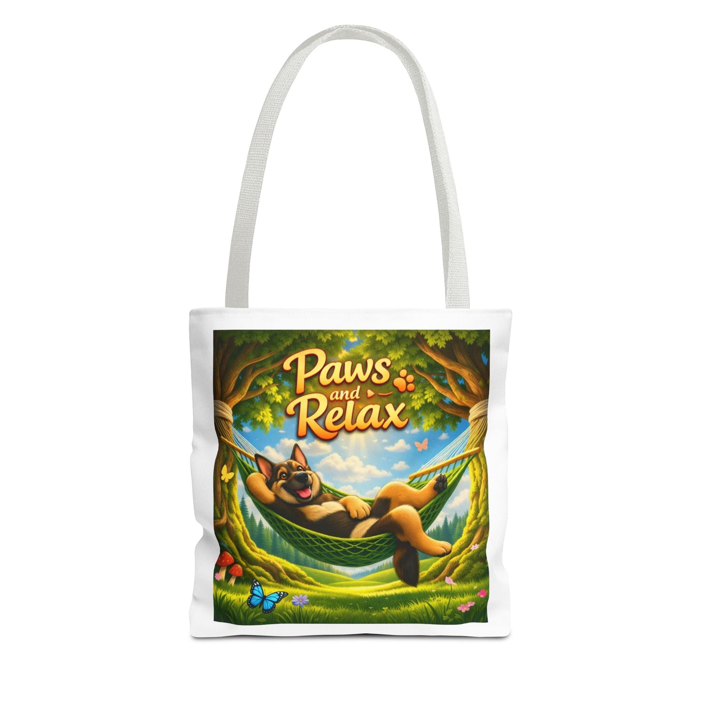 Paws & Relax German Shepherd Tote Bag – Cozy Hammock Dog Art Reusable Carryall