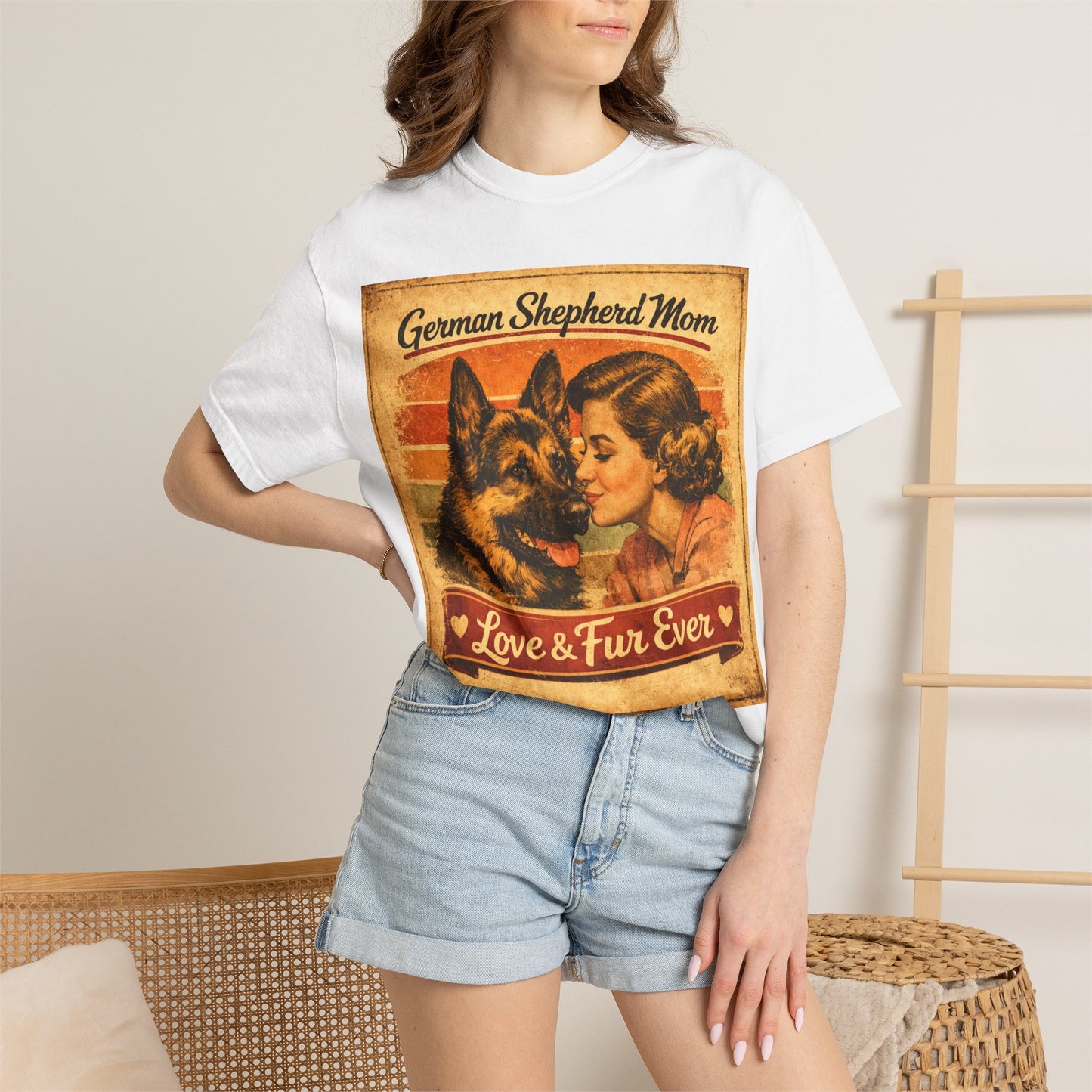 German Shepherd Mom Love & Fur Ever T-shirt | Vintage Dog Mom Tee