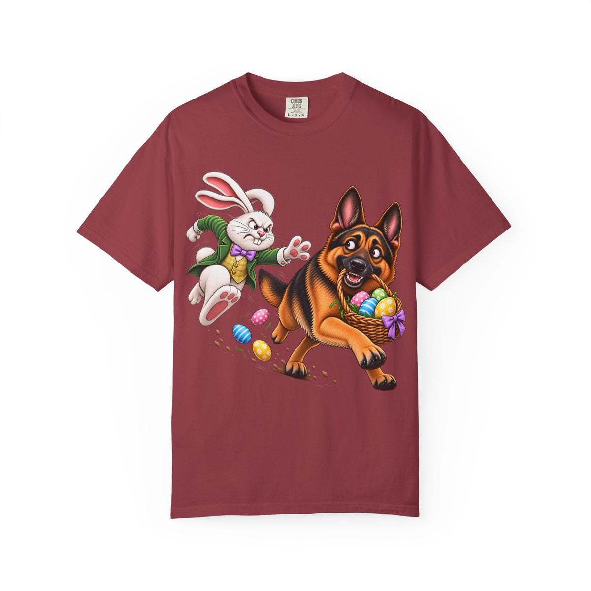 German Shepherd Easter Shirt – Funny Bunny Chase GSD T-Shirt