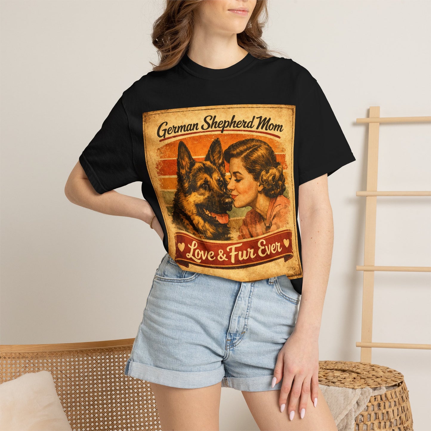German Shepherd Mom Love & Fur Ever T-shirt | Vintage Dog Mom Tee