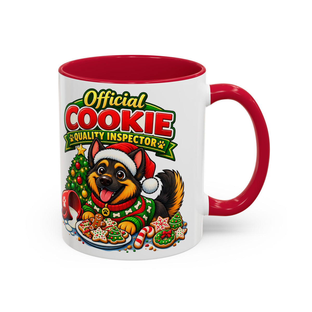 German Shepherd Cookie Quality Inspector Christmas Mug, Holiday Gift for German Shepherd Lovers