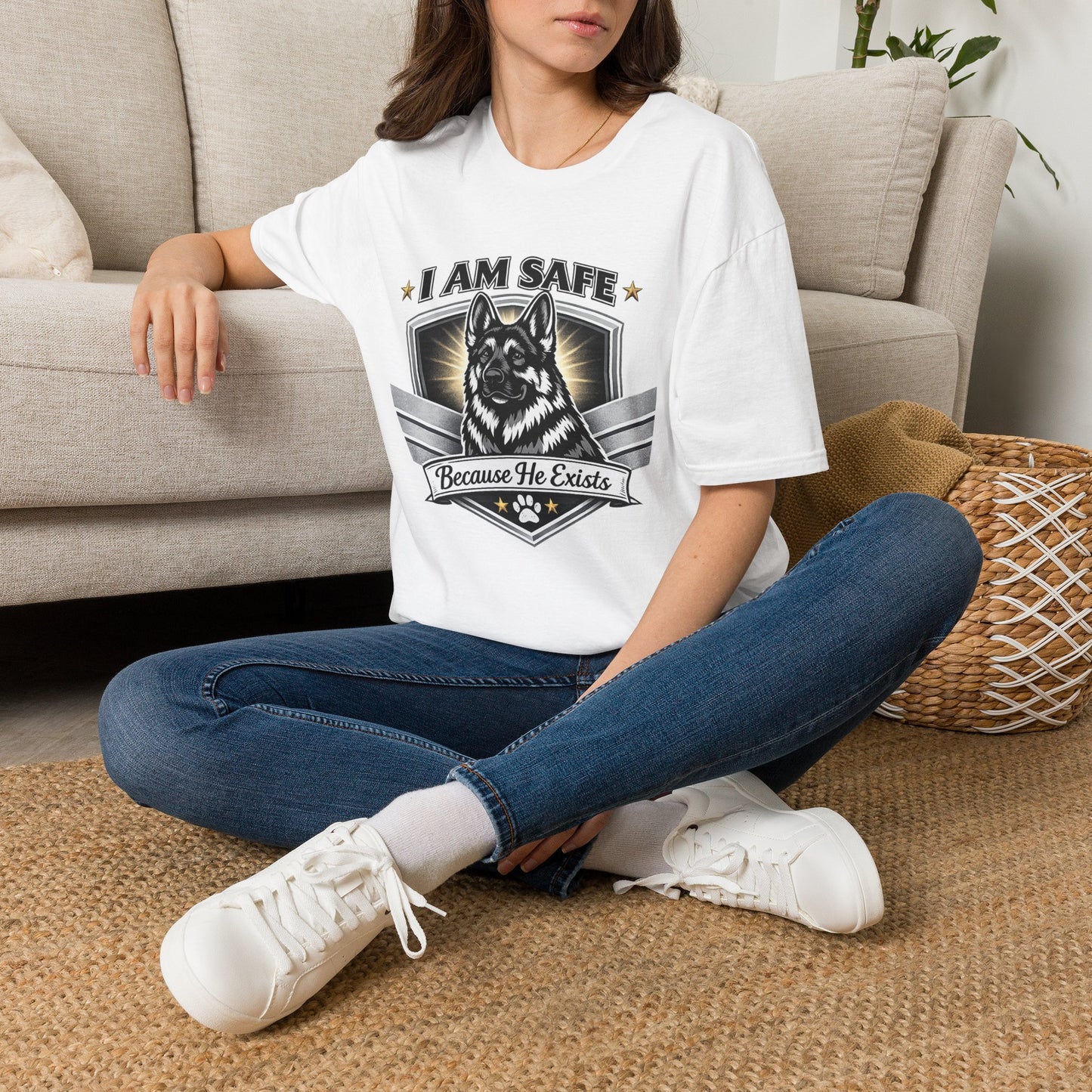 I AM SAFE German Shepherd T-Shirt — K9 Protection Dog Lover Tee
