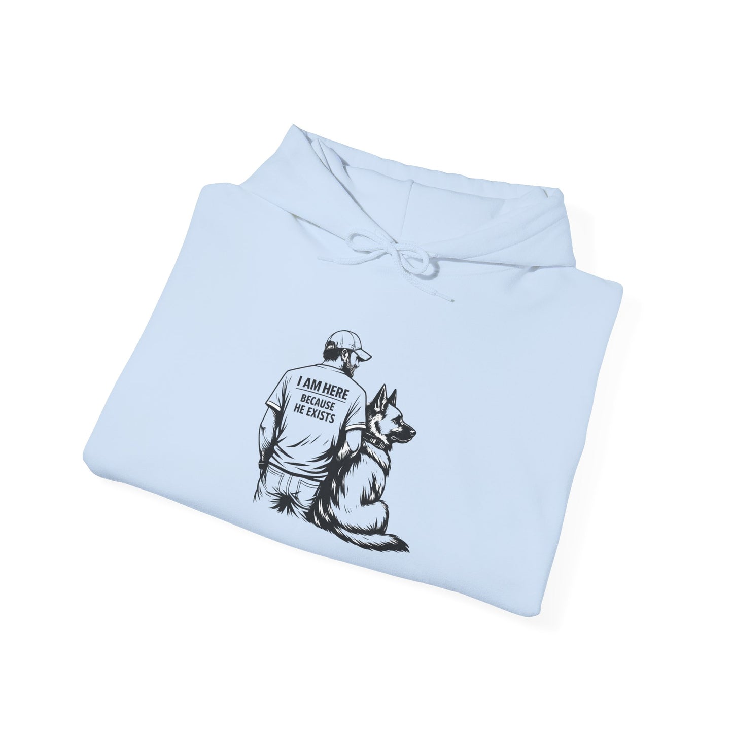 Hoodie — I Am My Dog’s Human Graphic Pullover (Man with German Shepherd)