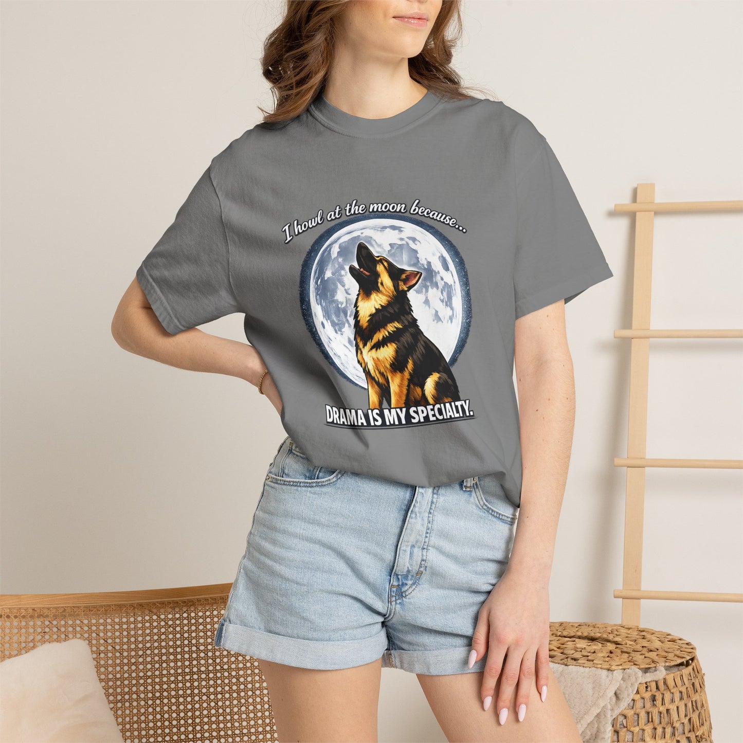 Howl at the Moon German Shepherd T-Shirt | Drama's My Specialty
