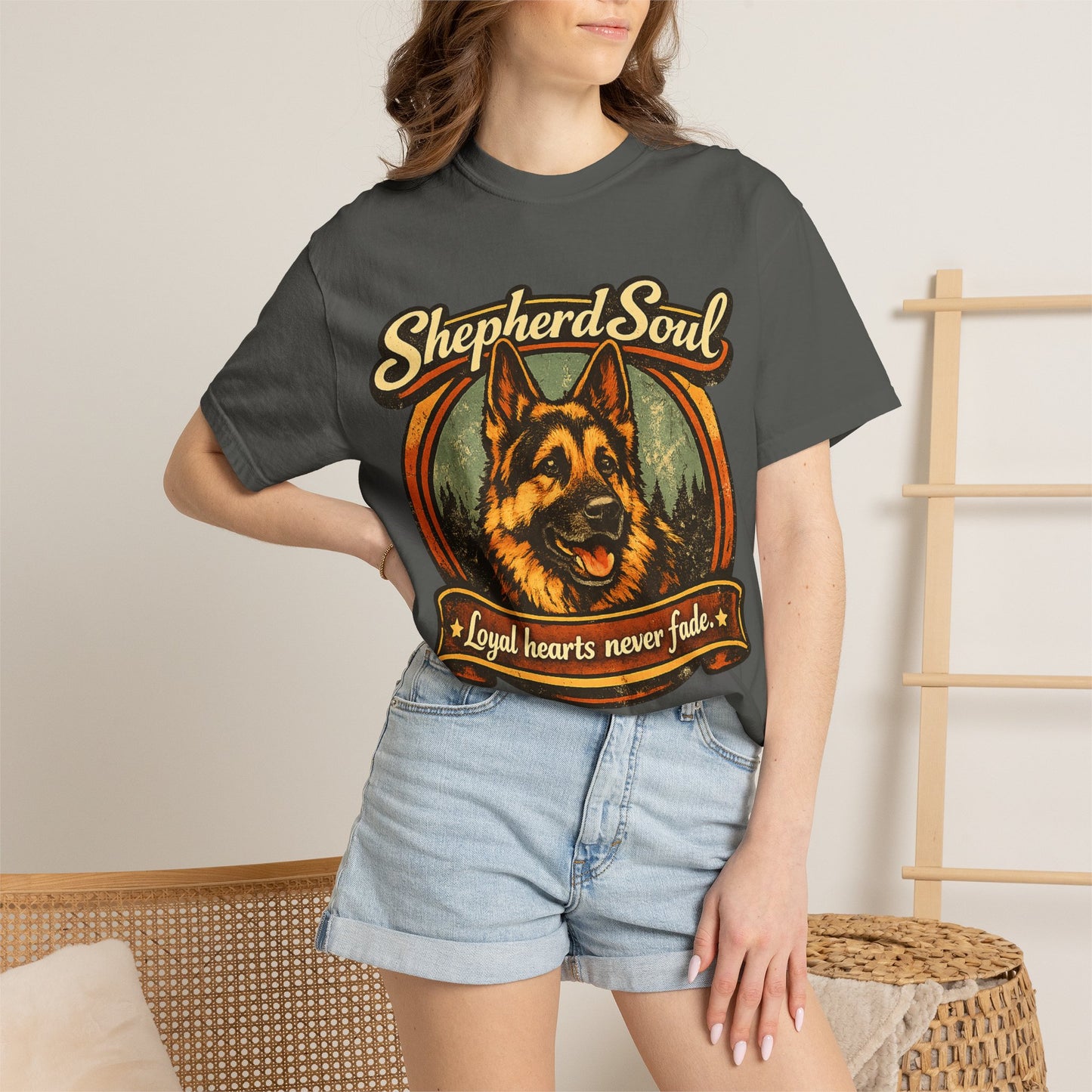 Shepherd Soul German Shepherd Portrait T-Shirt | Loyal Hearts Never Fade