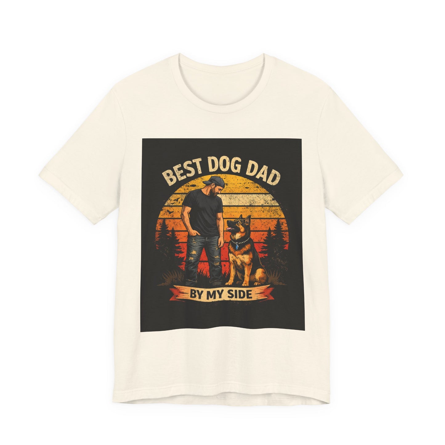 Best Dog Dad by My Side Tee | Man with German Shepherd Vintage Sunset