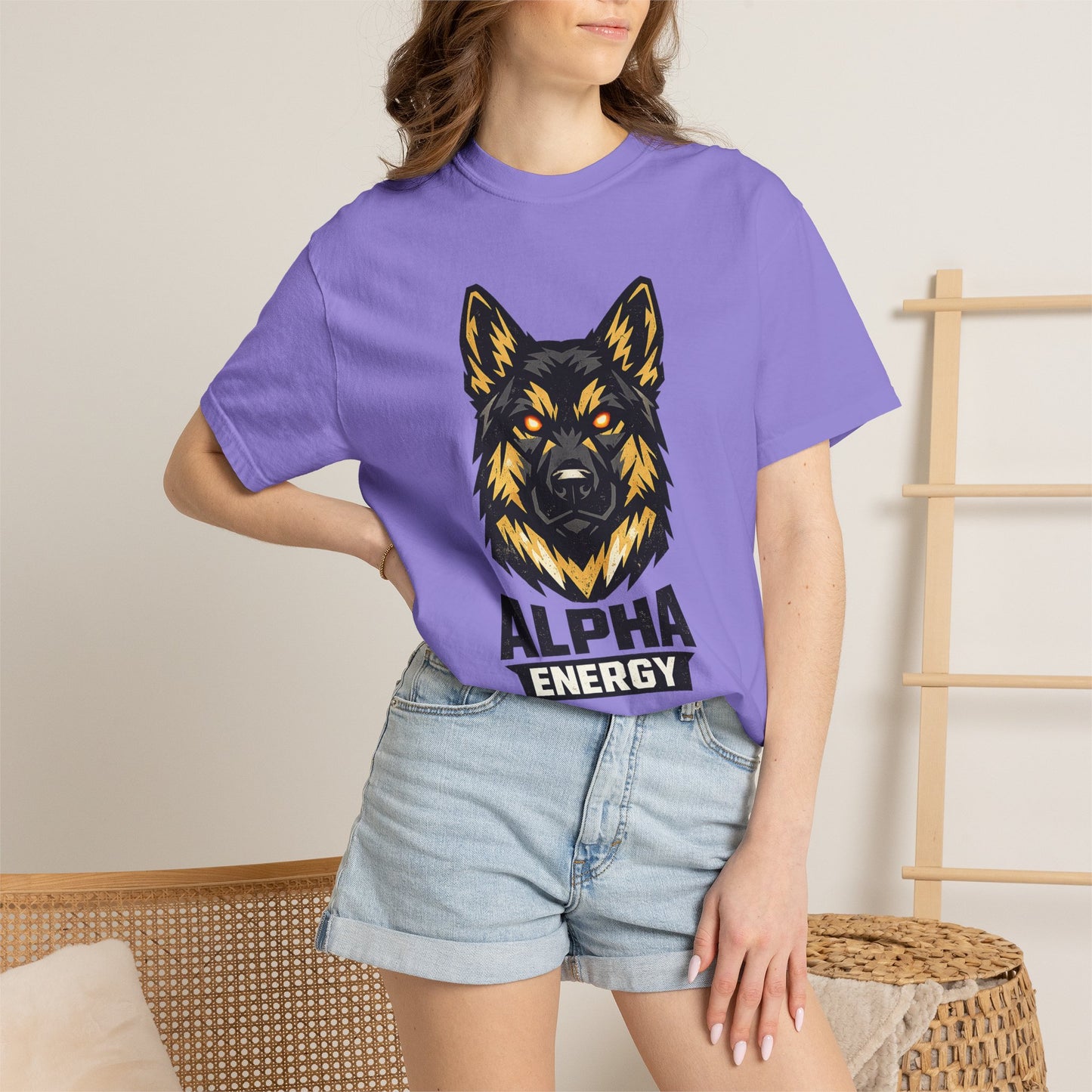 Alpha Energy German Shepherd Head T‑Shirt – Athletic Logo Dog Lover Tee | Bold Working Dog Graphic for Fitness & Streetwear | T‑Shirt