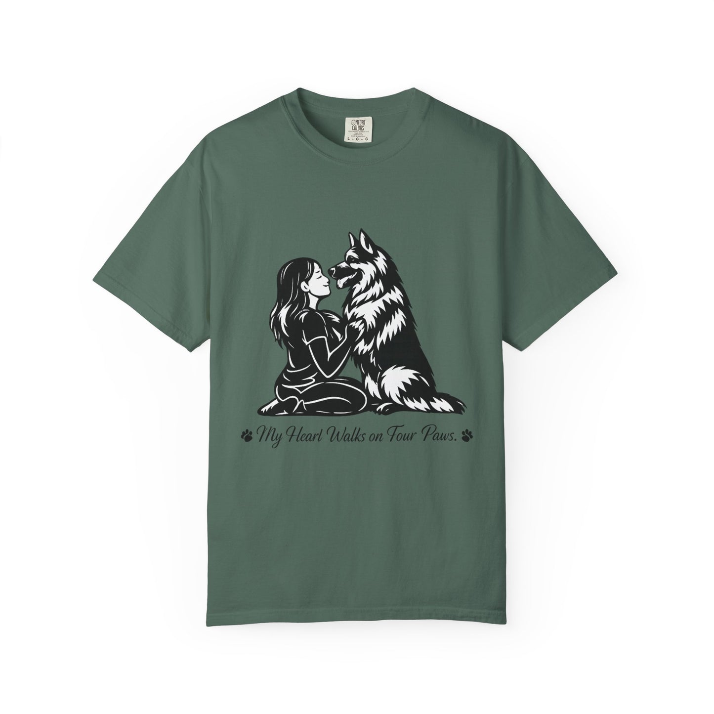Girl and German Shepherd Illustration T-Shirt | My Heart Walks on Four Paws
