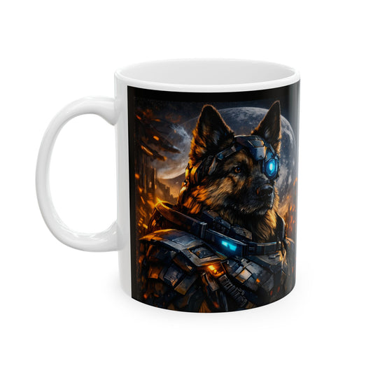 German Shepherd Coffee Mug | Cyber Shepherd Sci-Fi Mug