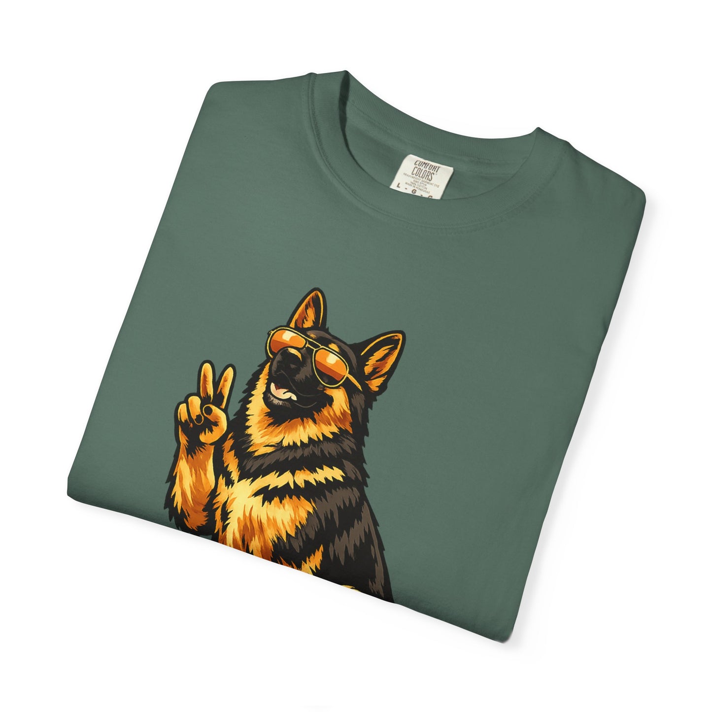 Guardians of Good Vibes German Shepherd T-shirt | Peace Sign Dog Tee